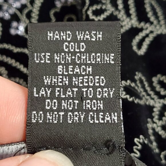 Willi Smith Womens Embroidered Velvet Fairy Grunge Top Size XL Black Whimsigoth - Picture 5 of 9